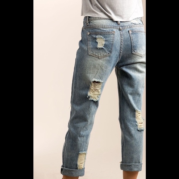 Pol Distressed Straight Fitted Denim Jean Med Wash - Picture 4 of 4